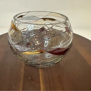Vintage PartyLite Mosaic Calypso Glass Candle Holder / Decorative Bowl